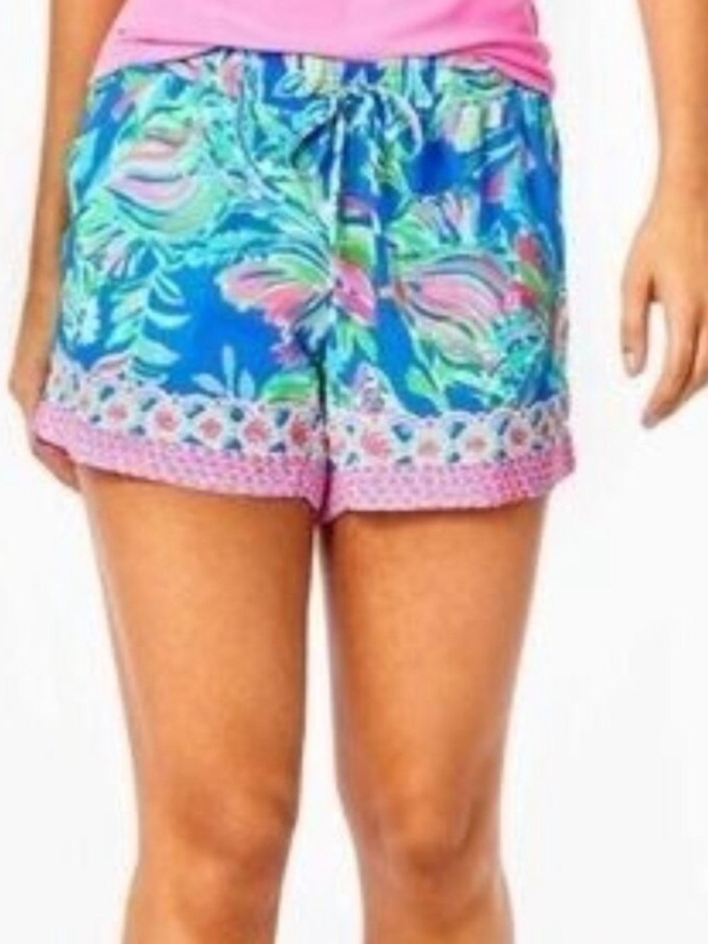 Lilly Pulitzer Sz S 5" Katia Mid-Rise Short Blue Flare Fancy Fins Engineered